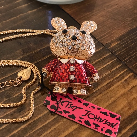 NWT Betsey Johnson Crystal Rabbit Necklace - Picture 4 of 4